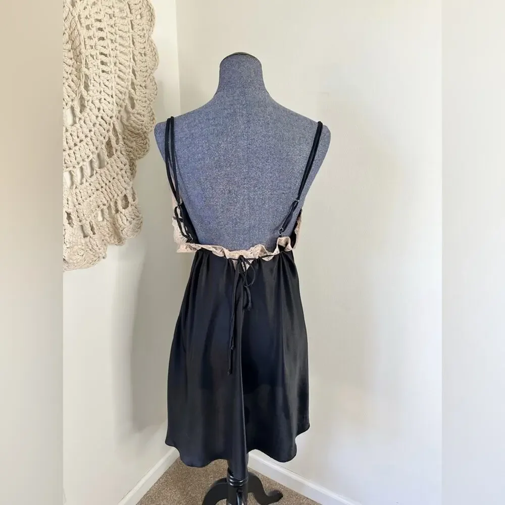 Vintage California Dynasty Black and Cream Lace Chemise XL - Picture 4 of 5